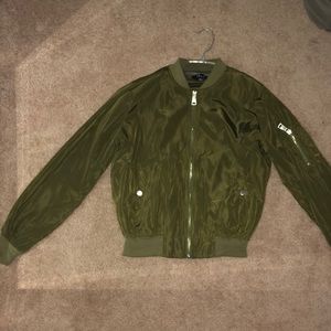 Green puffer jacket